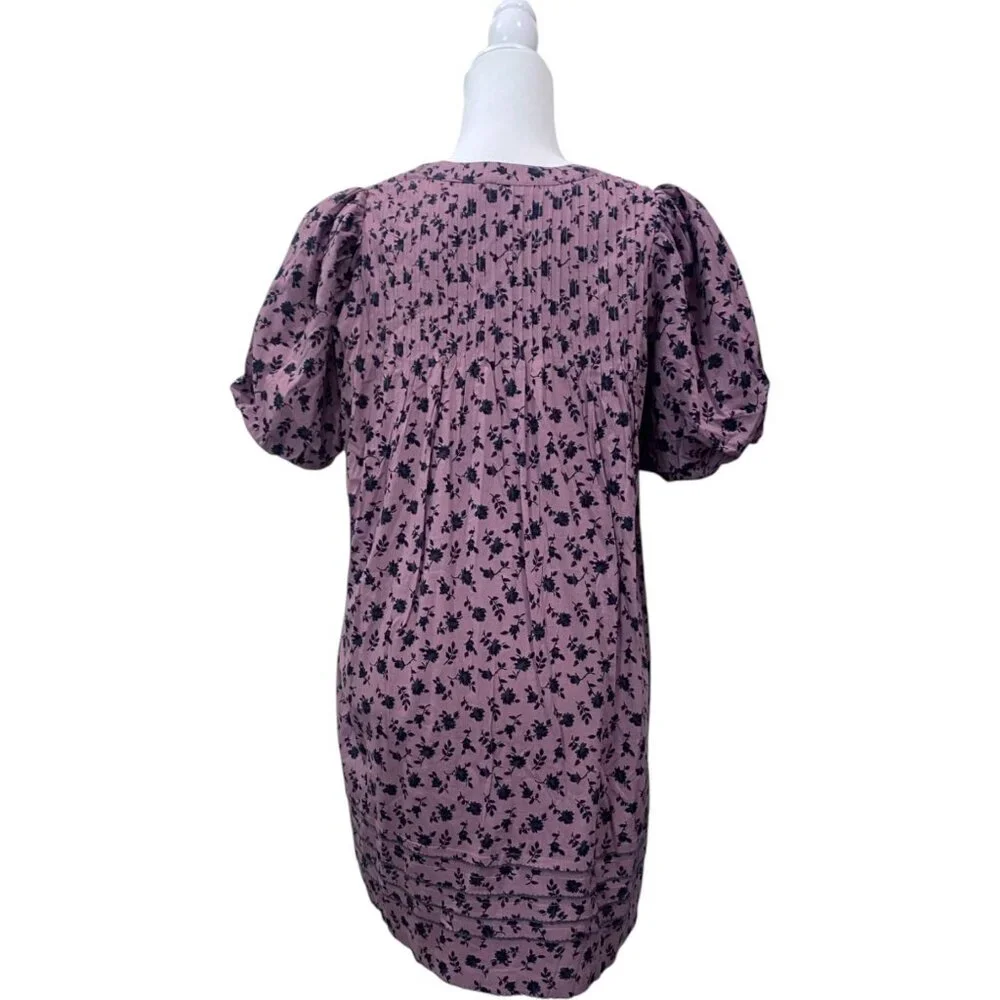 NWT Madewell Tillie Puff-Sleeve Mini Dress in Shadow Blooms - Medium - Purple - Picture 7 of 12